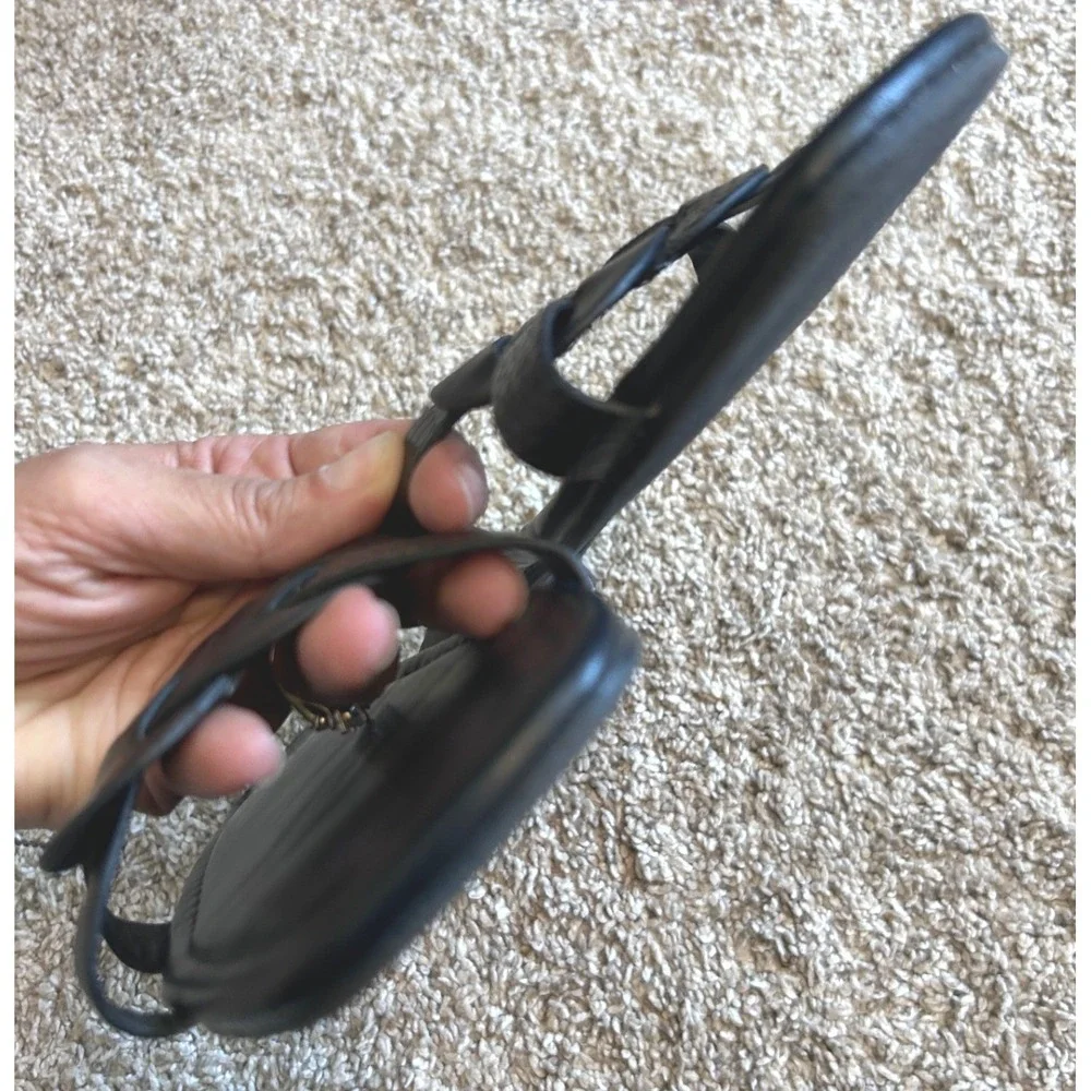 Loft Outlet Black Knotted Preppy Slide Croc Embossed Faux Leather‎ Sz 8/8.5